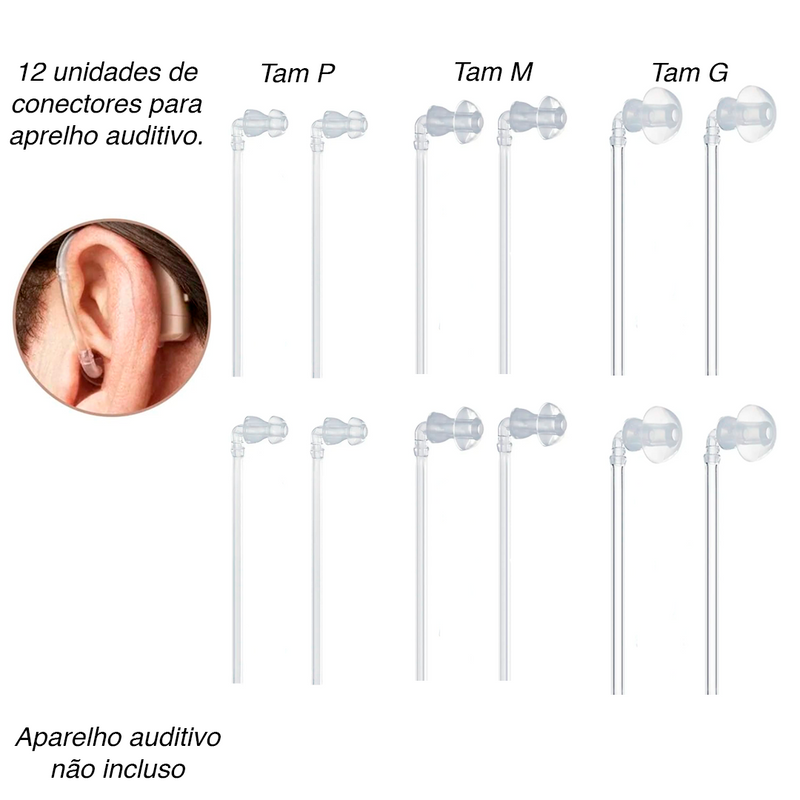 Conector De Silicone (UNIDADE) Alta Qualidade Para Substituir O Molde Ou Olivas De Aparelho Auditivo  3 tamanhos