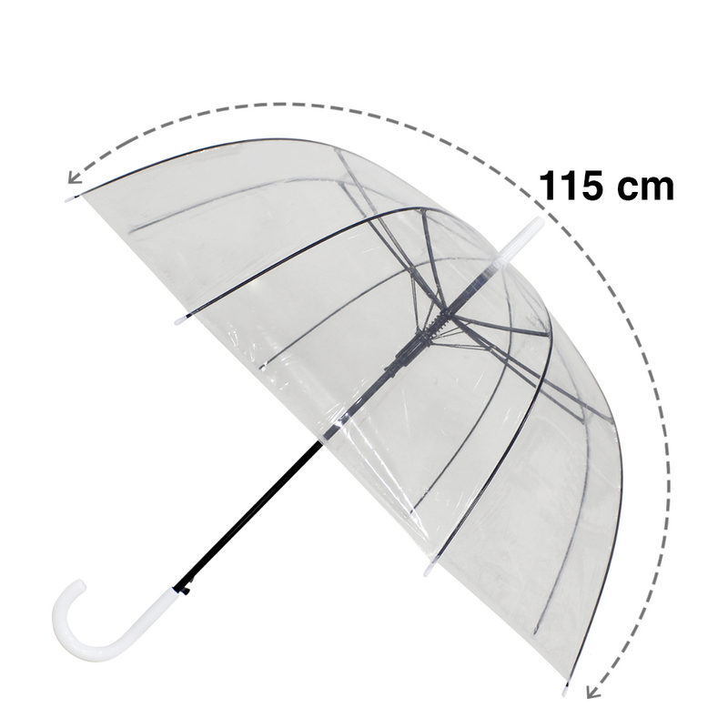 GUARDA CHUVA BENGALA CURVADO TRANSPARENTE AUTOMATICO CABO DE PLÁSTICO