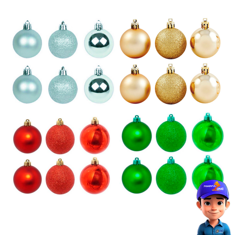 BOLINHA DE NATAL PCT  6PCS / 5CM Verde